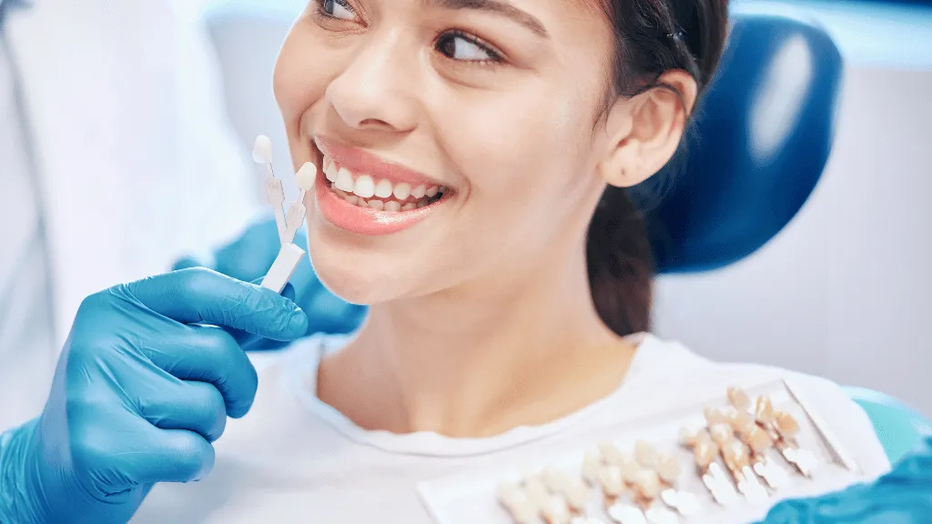 Close-up of a smile showing dental veneers