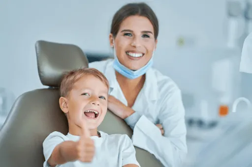 Child practicing good oral hygiene habits