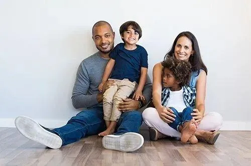 Happy family with children