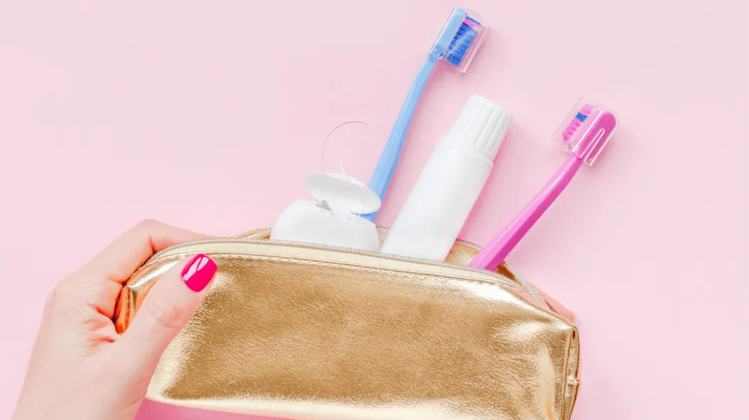 Travel oral care essentials packed for a trip