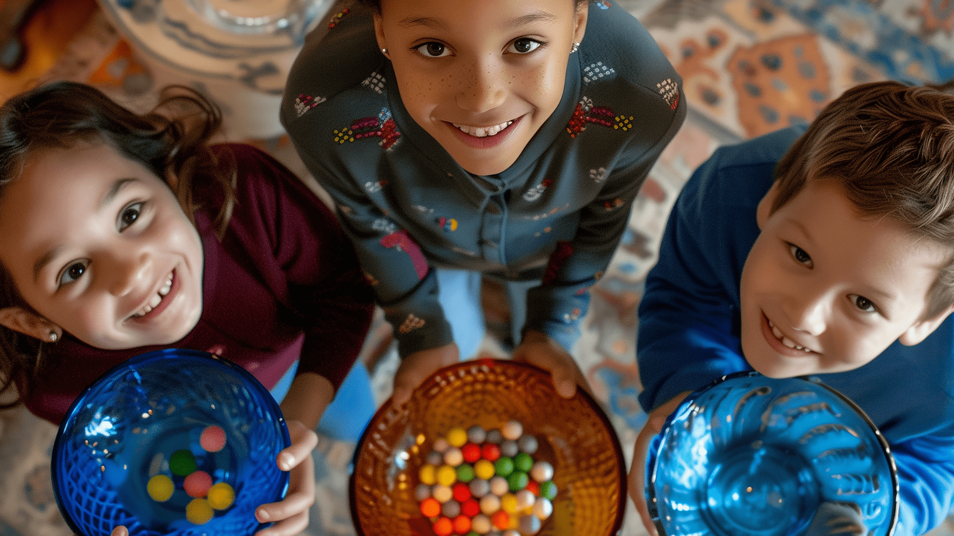 kids smiling with Halloween candies